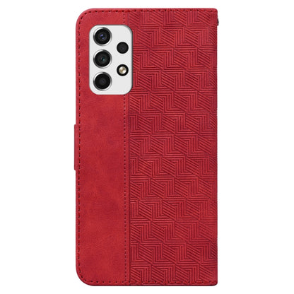 For Samsung Galaxy A73 5G Geometric Embossed Leather Phone Case(Red) - Samsung Accessories by buy2fix | Online Shopping UK | buy2fix