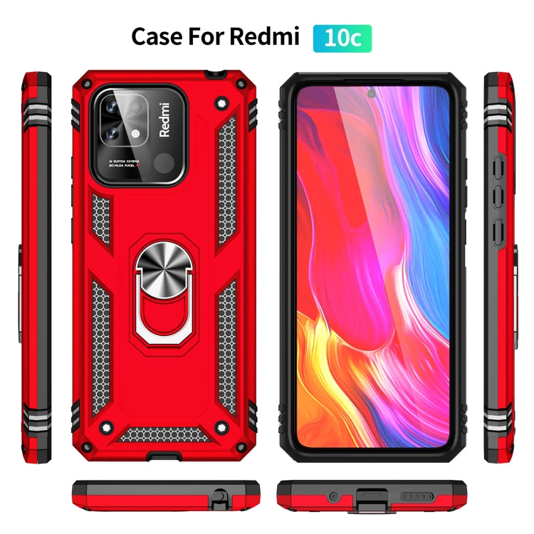 For Xiaomi Redmi 10C Shockproof TPU + PC Phone Case with 360 Degree Rotating Holder(Red) - Xiaomi Cases by buy2fix | Online Shopping UK | buy2fix