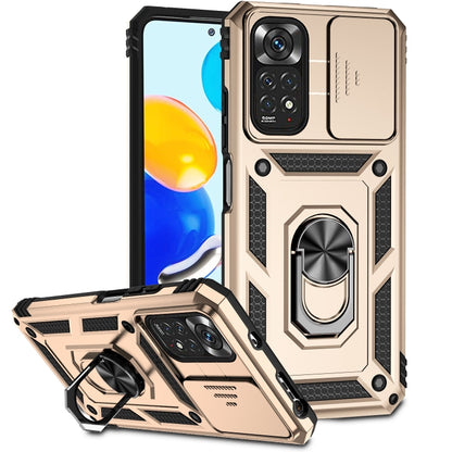 For Xiaomi Redmi Note 11 Global Sliding Camshield Holder Phone Case(Gold) - Redmi Note 11 Case by buy2fix | Online Shopping UK | buy2fix