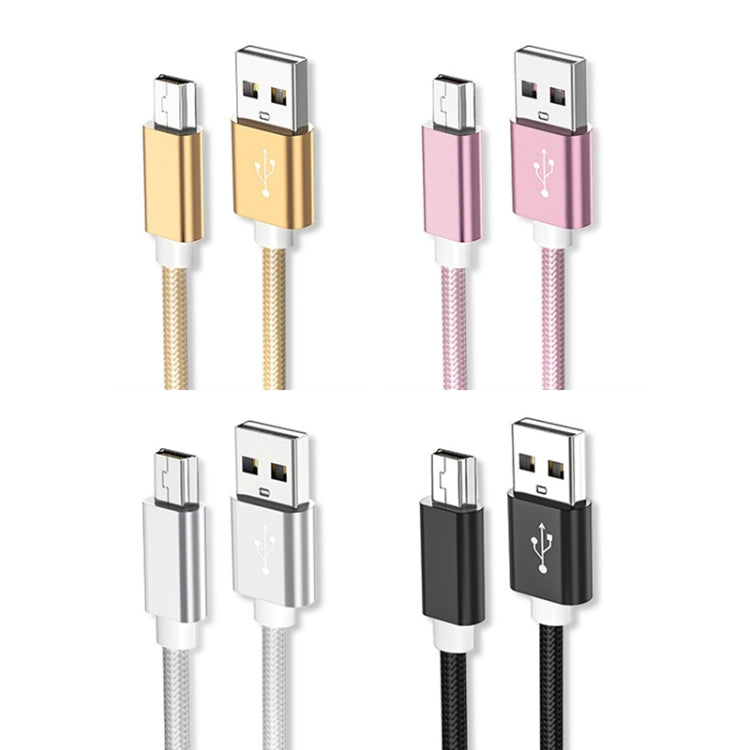 5 PCS Mini USB to USB A Woven Data / Charge Cable for MP3, Camera, Car DVR, Length:3m(Rose Gold) - Camera Accessories by buy2fix | Online Shopping UK | buy2fix