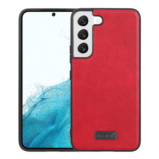 For Samsung Galaxy S22 5G SULADA Shockproof TPU + Handmade Leather Phone Case(Red) - Galaxy S22 5G Cases by SULADA | Online Shopping UK | buy2fix