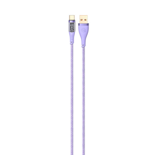 USAMS US-SJ572 Type-C / USB-C 66W Aluminum Alloy Transparent Charging Cata Cable, Length: 1.2m(Purple) -  by USAMS | Online Shopping UK | buy2fix
