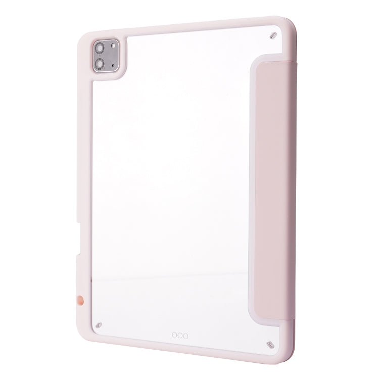 For iPad Pro 12.9 2022 / 2021 / 2020 / 2018 Deformation Transparent Acrylic Leather Tablet Case(Pink) - Apple Accessories by buy2fix | Online Shopping UK | buy2fix