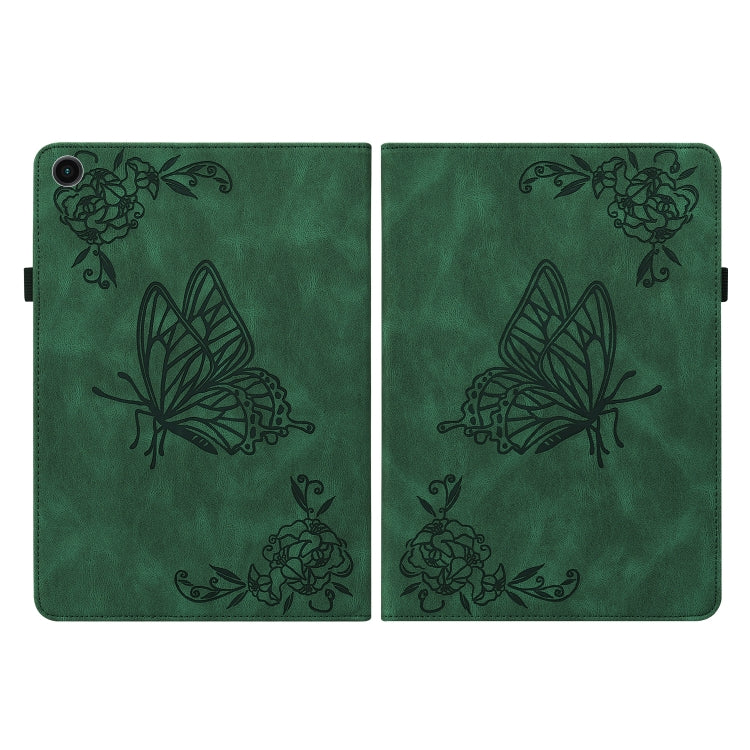 For Samsung Galaxy Tab A8 10.5 2021 Butterfly Flower Embossed Leather Tablet Case(Green) - Samsung Accessories by buy2fix | Online Shopping UK | buy2fix