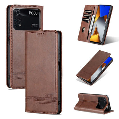 For Xiaomi POCO X4 Pro 5G AZNS Magnetic Calf Texture Leather Phone Case(Dark Brown) - Xiaomi Cases by AZNS | Online Shopping UK | buy2fix