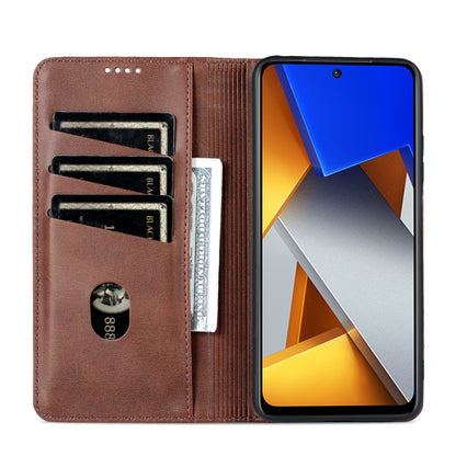 For Xiaomi POCO X4 Pro 5G AZNS Magnetic Calf Texture Leather Phone Case(Dark Brown) - Xiaomi Cases by AZNS | Online Shopping UK | buy2fix