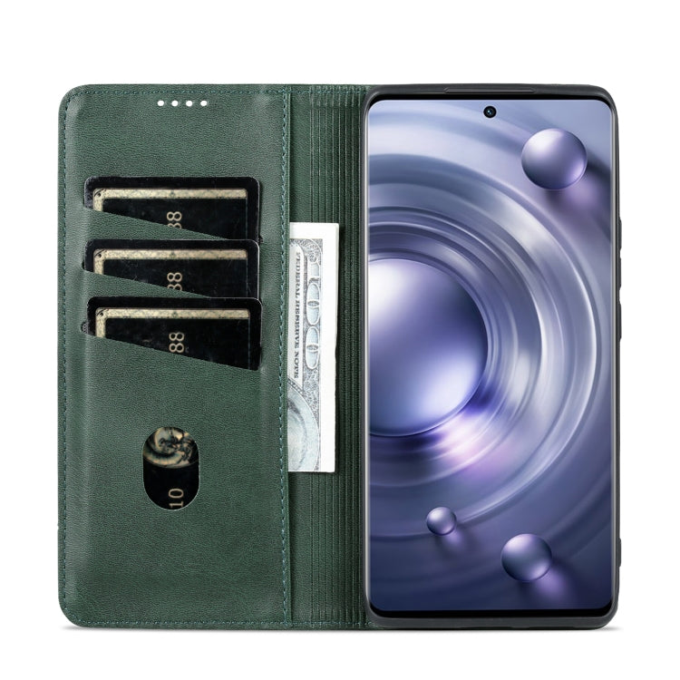 For vivo X80 Pro AZNS Magnetic Calf Texture Leather Phone Case(Dark Green) - OPPO & vivo Accessories by AZNS | Online Shopping UK | buy2fix