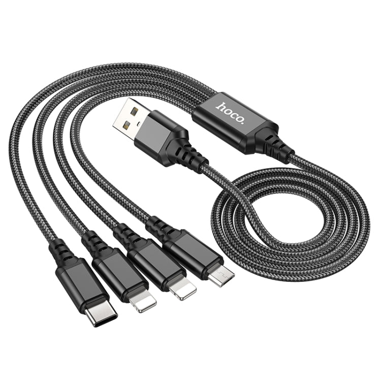 hoco X76 4 in 1 2A Dual 8 Pin + USB-C / Type-C + Micro USB Super Charging Cable,Length: 1m(Black) - Multifunction Cable by hoco | Online Shopping UK | buy2fix