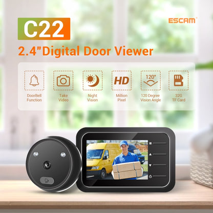 ESCAM C22 2.4 inch Screen Digital Door Viewer, Support Night Vision, TF Card, Take Photos and Video - Security by ESCAM | Online Shopping UK | buy2fix