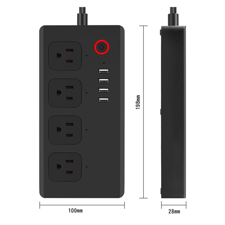 ZigBee 10A SM-SO301-U 2500W 4 Holes + 4 USB Smart Power Strip, US Plug(Black) - Consumer Electronics by buy2fix | Online Shopping UK | buy2fix
