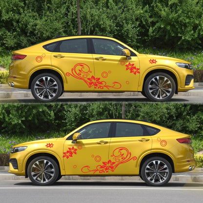 2 PCS/Set D-75 Flower Vine Pattern Car Modified Decorative Sticker(Red) - In Car by buy2fix | Online Shopping UK | buy2fix