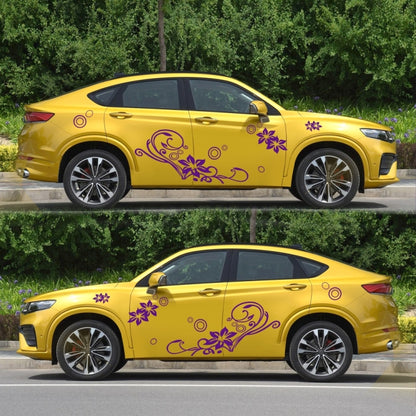 2 PCS/Set D-75 Flower Vine Pattern Car Modified Decorative Sticker(Purple) - In Car by buy2fix | Online Shopping UK | buy2fix