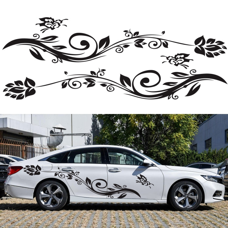 2 PCS/Set D-251 Butterfly Love Flowers Pattern Car Modified Decorative Sticker(Blue) - In Car by buy2fix | Online Shopping UK | buy2fix