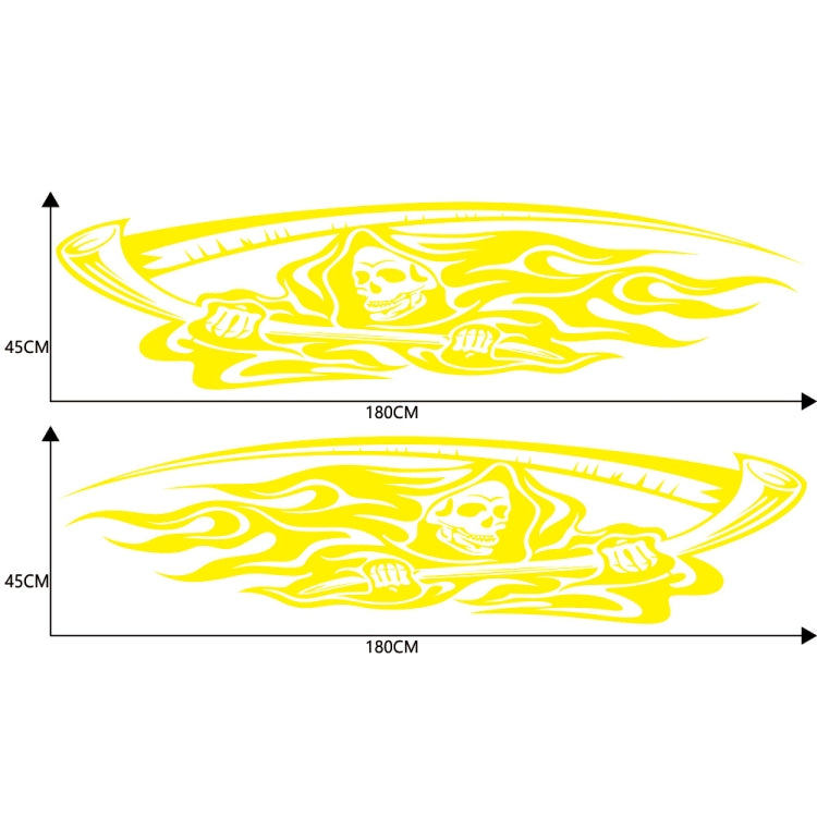 2 PCS/Set D-435 Grim Reaper Pattern Car Modified Decorative Sticker(Yellow) - In Car by buy2fix | Online Shopping UK | buy2fix