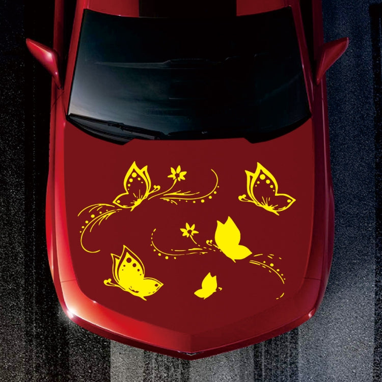 D-907 Butterflies Pattern Car Modified Decorative Sticker(Yellow) - In Car by buy2fix | Online Shopping UK | buy2fix