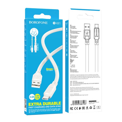 Borofone BX81 USB to Type-C Goodway Charging Data Cable, Length:1m(White) -  by Borofone | Online Shopping UK | buy2fix