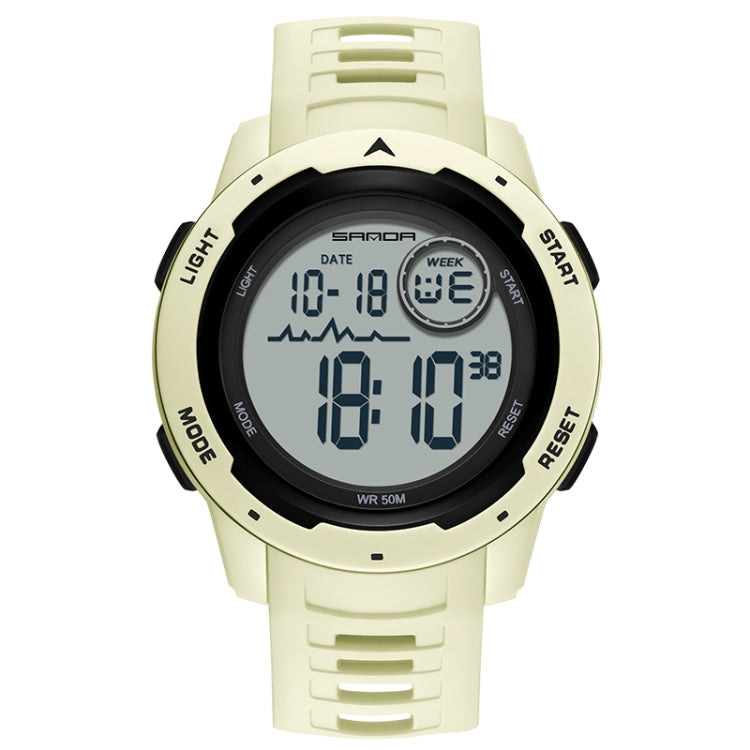 SANDA 2125 Luminous Waterproof Dual Display Electronic Watch(Khaki) - Silicone Strap Watches by SANDA | Online Shopping UK | buy2fix