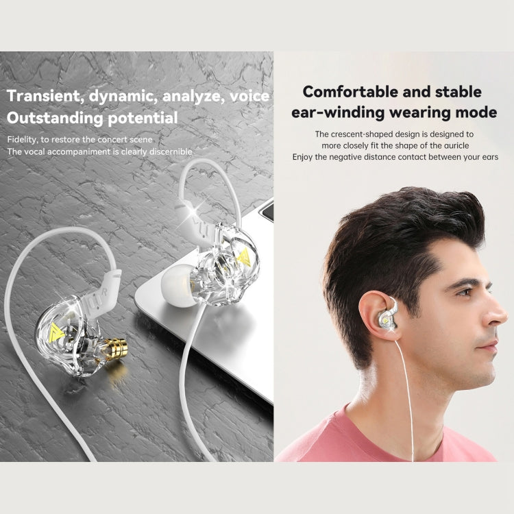 QKZ DMX Sports In-ear HIFI 3.5mm Wired Control Earphone with Mic(Transparent) - In Ear Wired Earphone by QKZ | Online Shopping UK | buy2fix