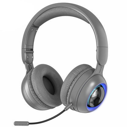 KE08 RGB Stereo PC Wireless Bluetooth Headphones with Microphone(Grey) - Apple Accessories by buy2fix | Online Shopping UK | buy2fix