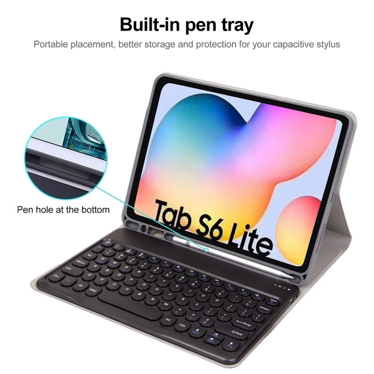 Round Cap Bluetooth Keyboard Leather Case with Pen Slot, without Touchpad For Samsung Galaxy Tab S7(Pink+Pink Keyboard) - Samsung Keyboard by buy2fix | Online Shopping UK | buy2fix