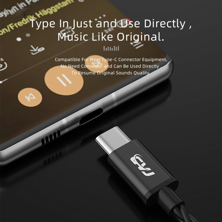 CVJ V6.TC 1.25m Type-C Digital Decoding Oxygen-free Copper Earphone Cable, Style:0.75mm(Black) - Cable & Splitter by CVJ | Online Shopping UK | buy2fix