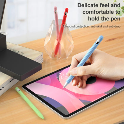 3 in 1 Striped Liquid Silicone Stylus Case with Two Tip Caps For Apple Pencil 2(Midnight Blue) - Pencil Accessories by buy2fix | Online Shopping UK | buy2fix