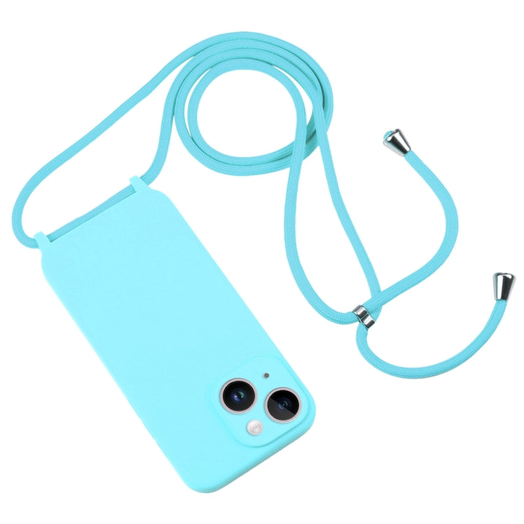 For iPhone 14 Crossbody Lanyard Liquid Silicone Case(Ice Blue) - iPhone 14 Cases by buy2fix | Online Shopping UK | buy2fix