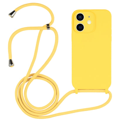 For iPhone 12 Crossbody Lanyard Liquid Silicone Case(Yellow) - iPhone 12 / 12 Pro Cases by buy2fix | Online Shopping UK | buy2fix