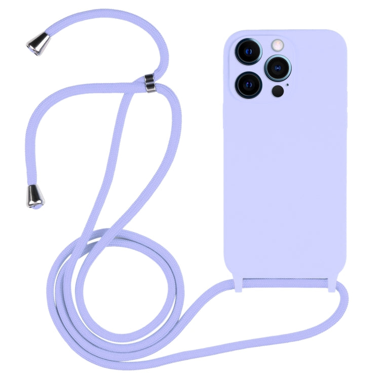 For iPhone 12 Pro Max Crossbody Lanyard Liquid Silicone Case(Light Purple) - iPhone 12 Pro Max Cases by buy2fix | Online Shopping UK | buy2fix