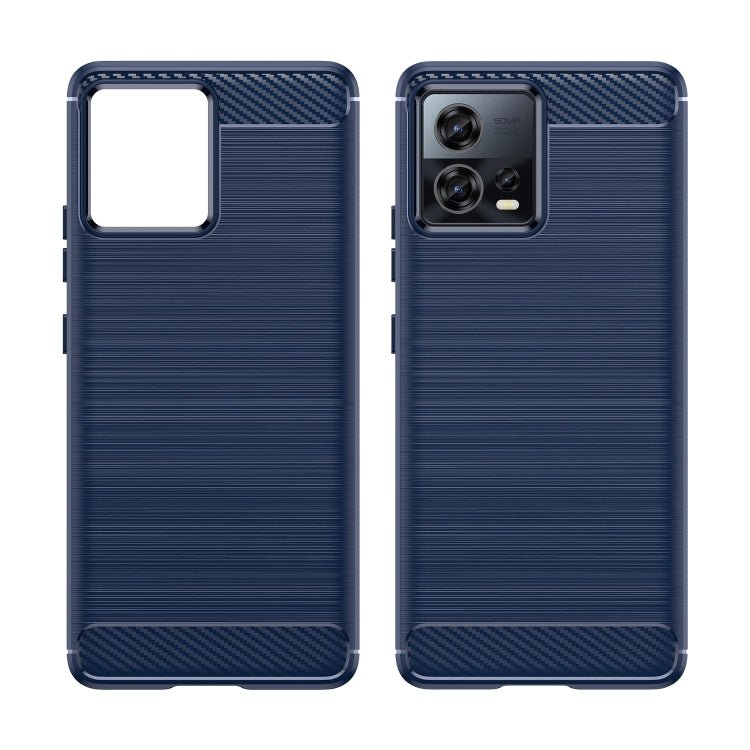 For Motorola Edge 30 Fusion/Moto S30 Pro Brushed Texture Carbon Fiber TPU Phone Case(Blue) - Motorola Cases by buy2fix | Online Shopping UK | buy2fix