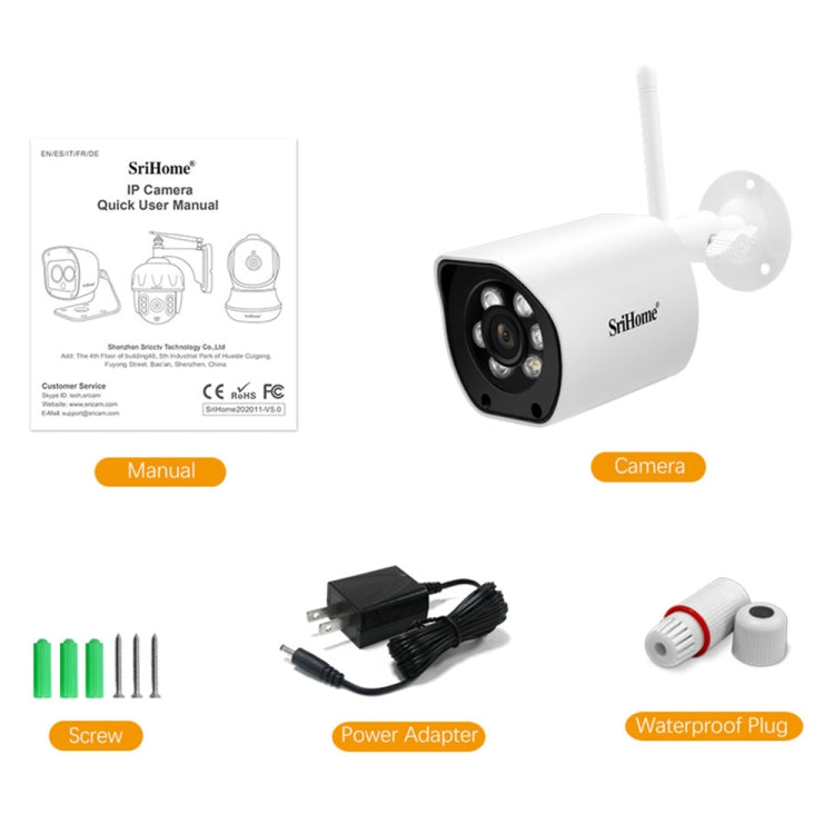 SriHome SH034C 4.0MP AI Humanoid Tracking WiFi Outdoor Surveillance Camera(EU Plug) - Bullet Camera by SriHome | Online Shopping UK | buy2fix