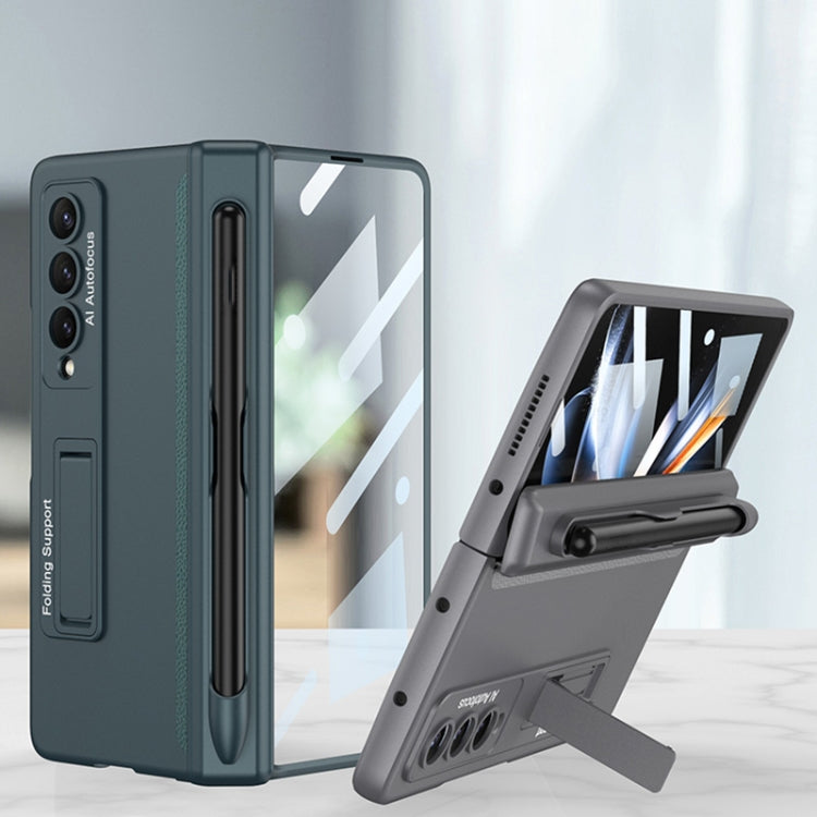 For Samsung Galaxy Z Fold4 GKK Magnetic Hinge Flip Phone Case with Holder & Pen Slot(Green) - Galaxy Z Fold4 5G Cases by GKK | Online Shopping UK | buy2fix