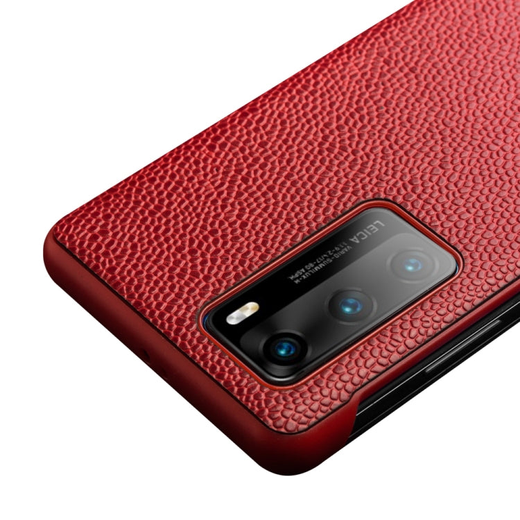 For Huawei P40 QIALINO XiangNai Texture Side Window View Leather Phone Case(Red) - Huawei Cases by QIALINO | Online Shopping UK | buy2fix