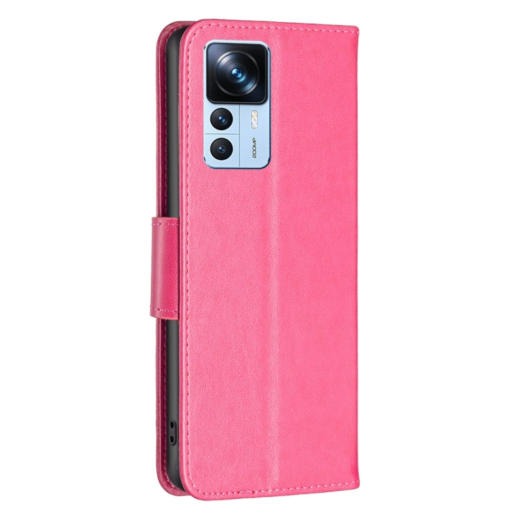 For Xiaomi 12T / 12T Pro / Redmi K50 Ultra Embossing Two Butterflies Pattern Leather Case(Rose Red) - Xiaomi Cases by buy2fix | Online Shopping UK | buy2fix