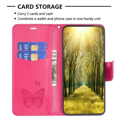 For Xiaomi 12T / 12T Pro / Redmi K50 Ultra Embossing Two Butterflies Pattern Leather Case(Rose Red) - Xiaomi Cases by buy2fix | Online Shopping UK | buy2fix