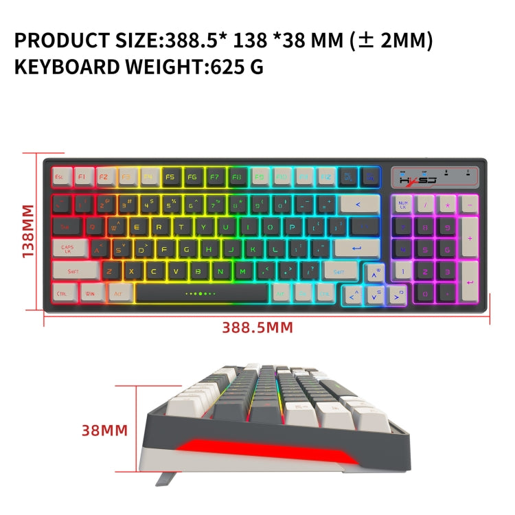 HXSJ L900 RGB Backlit Two-color Injection Keycaps 2.4G Wireless Keyboard - Wireless Keyboard by HXSJ | Online Shopping UK | buy2fix