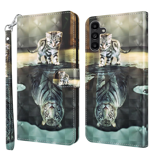 For Samsung Galaxy A14 5G 3D Painting Pattern TPU + PU Phone Case(Cat Tiger) - Galaxy Phone Cases by buy2fix | Online Shopping UK | buy2fix