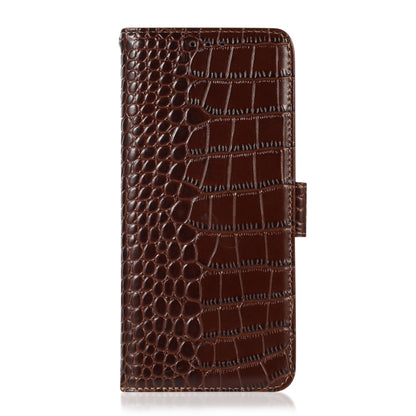 For Honor X8 5G Crocodile Top Layer Cowhide Leather Phone Case(Brown) - Honor Cases by buy2fix | Online Shopping UK | buy2fix