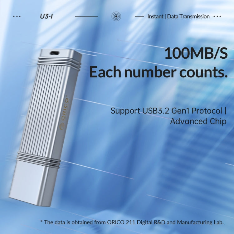 ORICO USB Flash Drive, Read: 100MB/s, Write: 50MB/s, Memory:128GB, Port:USB-A(Silver) - USB Flash Drives by ORICO | Online Shopping UK | buy2fix