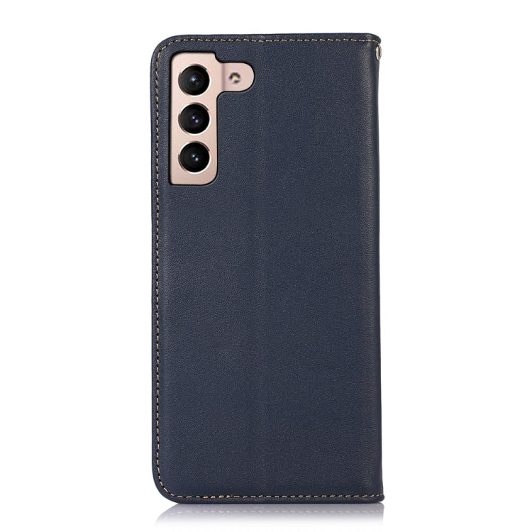 For Samsung Galaxy S23 5G KHAZNEH Nappa Top Layer Cowhide Leather Phone Case(Blue) - Galaxy S23 5G Cases by buy2fix | Online Shopping UK | buy2fix