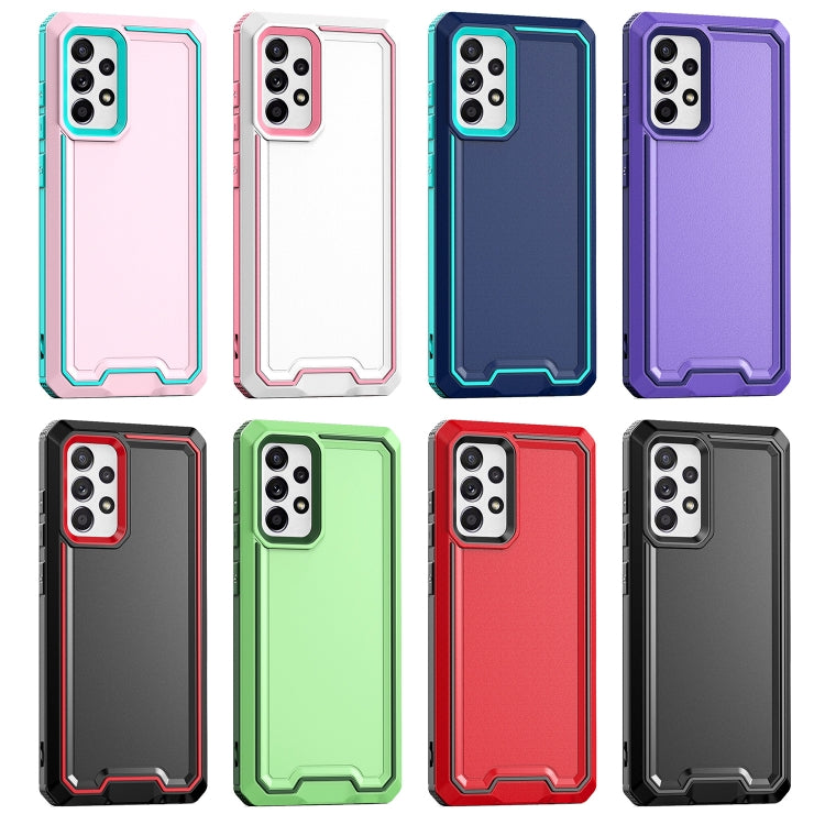 For Samsung Galaxy A72 4G / 5G Armour Two-color TPU + PC Phone Case(Blue+Sky Blue) - Galaxy Phone Cases by buy2fix | Online Shopping UK | buy2fix