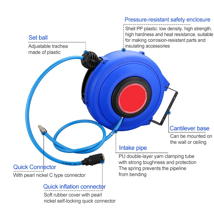 LAIZE Automatic Retractable Air Hose Reel Pneumatic PU Tube, Specification:12x8mm, 10m -  by LAIZE | Online Shopping UK | buy2fix