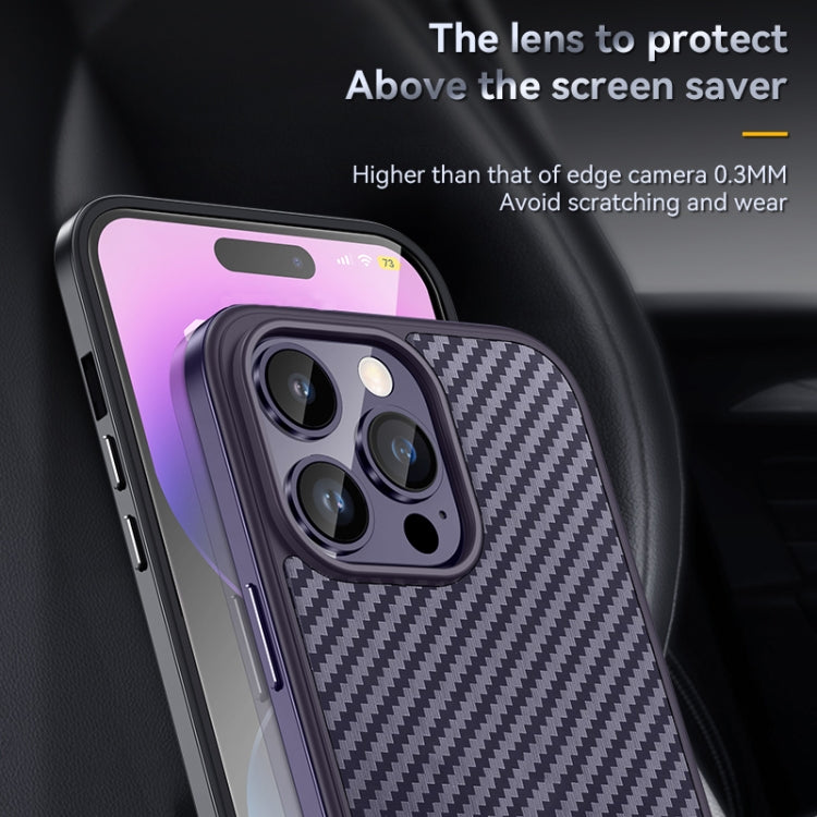 For iPhone 14 Pro SULADA Carbon Fiber Textured Shockproof Metal + TPU Frame Case(Dark Blue) - iPhone 14 Pro Cases by SULADA | Online Shopping UK | buy2fix