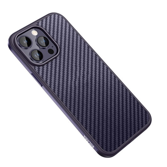 For iPhone 14 Pro Max SULADA Carbon Fiber Textured Shockproof Metal + TPU Frame Case(Dark Purple) - iPhone 14 Pro Max Cases by SULADA | Online Shopping UK | buy2fix