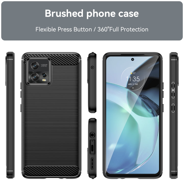 For Motorola Moto G72 5G Brushed Texture Carbon Fiber TPU Phone Case(Black) - Motorola Cases by buy2fix | Online Shopping UK | buy2fix