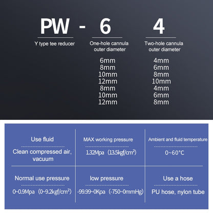 PW12-10 LAIZE 10pcs Plastic Y-type Tee Reducing Pneumatic Quick Fitting Connector -  by LAIZE | Online Shopping UK | buy2fix