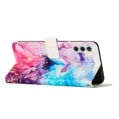 For Samsung Galaxy A14 5G Crossbody Painted Marble Pattern Leather Phone Case(Pink Purple) - Galaxy Phone Cases by buy2fix | Online Shopping UK | buy2fix