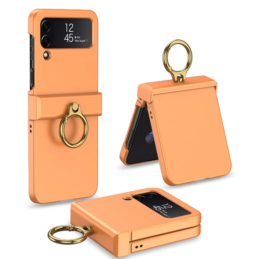 For Samsung Galaxy Z Flip4 GKK Ultrathin Hinge Full Coverage Phone Case with Ring Holder(Orange) - Galaxy Z Flip4 5G Cases by GKK | Online Shopping UK | buy2fix