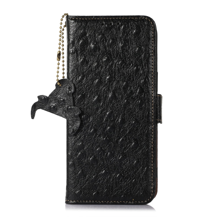 For Samsung Galaxy S23+ 5G Ostrich Pattern Genuine Leather RFID Phone Case(Black) - Galaxy S23+ 5G Cases by buy2fix | Online Shopping UK | buy2fix