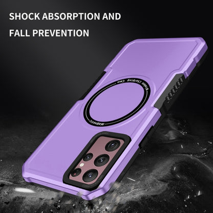For Samsung Galaxy S22 Ultra 5G MagSafe Shockproof Armor Phone Case(Purple) - Galaxy S22 Ultra 5G Cases by buy2fix | Online Shopping UK | buy2fix